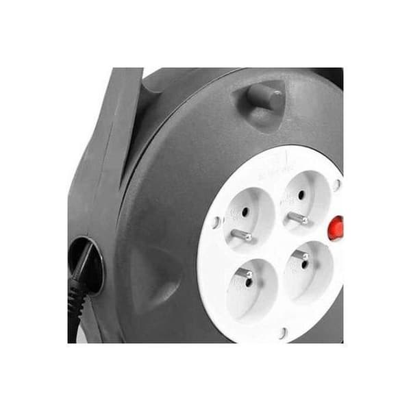 ZENITECH elektrisk hushållsslangupprullare 10m - 4 uttag - HO5VVF-kabel - 3G1,5 mm²