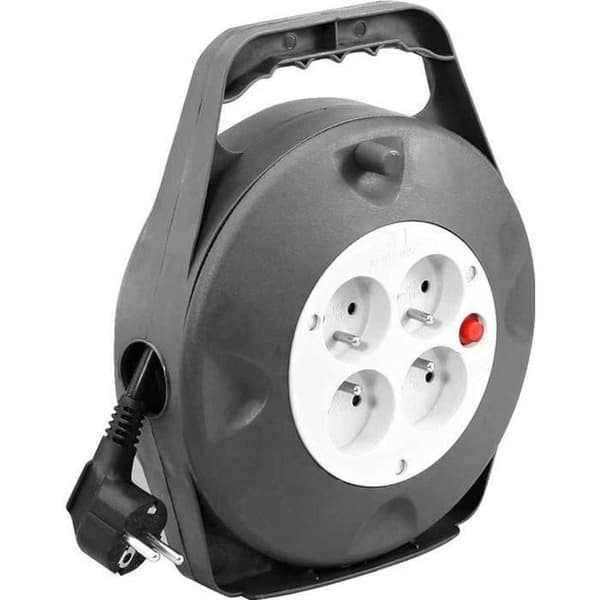 ZENITECH elektrisk hushållsslangupprullare 10m - 4 uttag - HO5VVF-kabel - 3G1,5 mm²