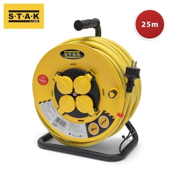 PRO rulle - VELAMP - 4 uttag - H07RN-F3G2.5 - 25m - NF - CE - IP44