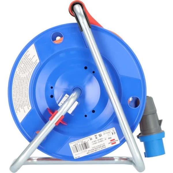 as - Schwabe Camping kabelhaspel 25 m - spanningsweergave - 1,5 m aansluitkabel met CEE-stekker - 1 geaard stopcontact en 1 CEE-stopcontact 230V/16A/3-polig - outdoor kabelhaspel - IP44 - blauw, 12272