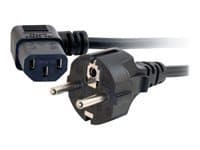 C2G Universal Power Cord - Strömkabel - CEE 7/7 (hane) till IEC 60320 C13 - 2 m - 90° kontakt, formpressad - svart - Europa