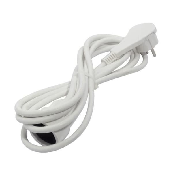 CHACON Förlängningskabel HO5VVF 3 x 1,5 mm² - 3 m - Med platt kontakt - Vit