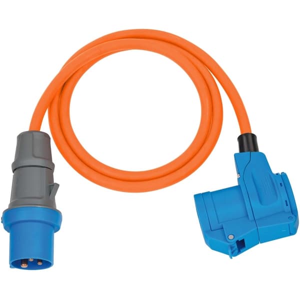 brennenstuhl CEE-adapterkabel Camping 1,5 m kabel i oransje (CEE-plugg og vinkelkobling inkl. kombinasjonskontakt for sikkerhetskontakt, 230V/16A, for
