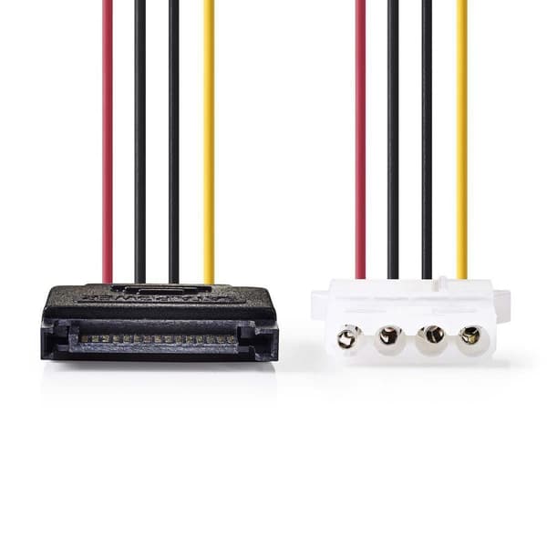 Nedis Sisäinen Virtakaapeli | SATA 15-Pin uros | Molex naaras | Kullattu | 0.15 m | Pyöreä | PVC | Monivärinen | Kirjekuori