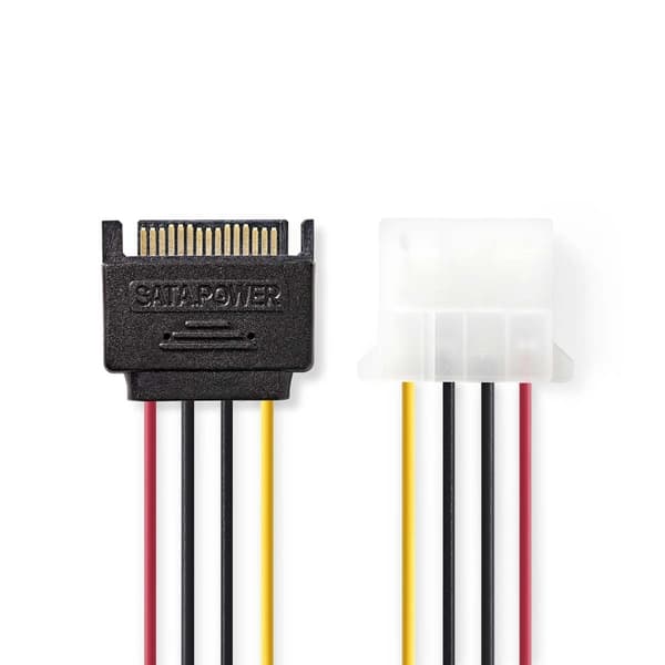 Nedis Sisäinen Virtakaapeli | SATA 15-Pin uros | Molex naaras | Kullattu | 0.15 m | Pyöreä | PVC | Monivärinen | Kirjekuori
