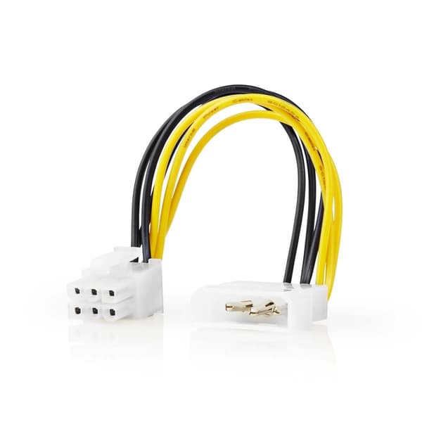 Nedis Sisäinen Virtakaapeli | Molex uros | PCI Express uros | Kullattu | 0.20 m | Pyöreä | PVC | Keltainen / Musta | Kirjekuori