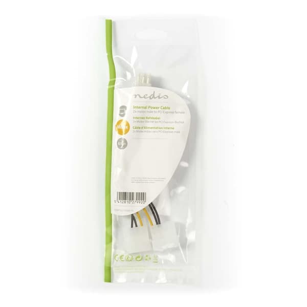 Nedis Intern Strömkabel | 2x Molex Hane | PCI Express Hona | Guldplaterad | 0.20 m | Rund | PVC | Gul / Svart | Plastpåse
