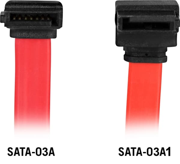 DELTACO SATA/SAS-kabel, vinklad(upp)-rak, 0,3m (SATA-03A1)