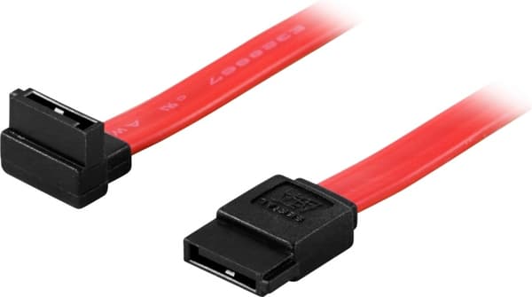 DELTACO SATA/SAS-kabel, vinklad(upp)-rak, 0,3m (SATA-03A1)