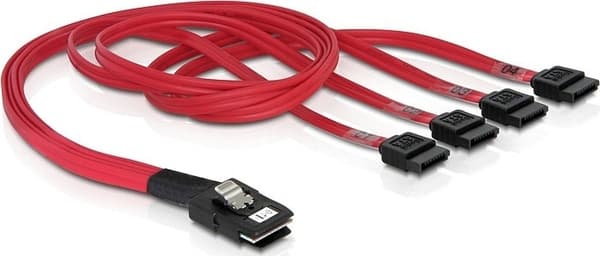 Flerbanet SAS-kabel SFF8087 til 4xSATA 7-pinners, 1 m (83074)