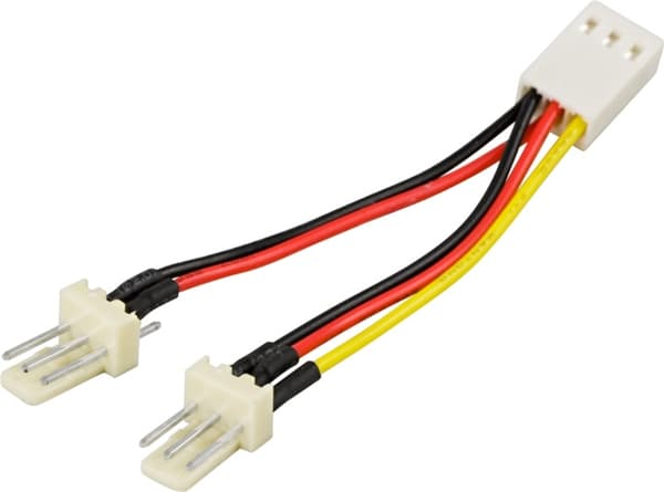 DELTACO adapterkabel for 3-pins vifter, Y-kabel 2-1