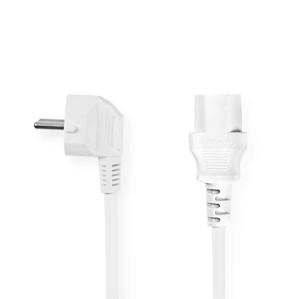 Nedis Strømkabel | Jordet kontakt han | IEC-320-C13 | Vinklet | Rett | Nikkel belagt | 10.0 m | Rund | PVC | Hvit | Boks