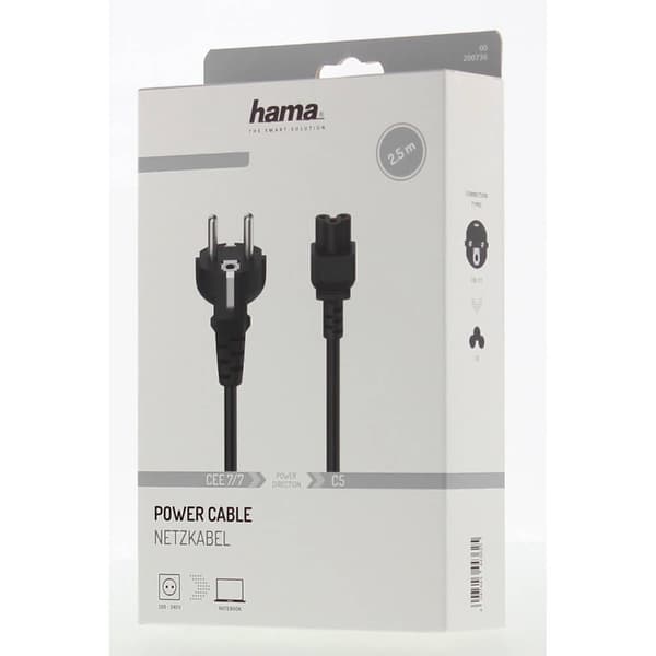 Hama Nettkabel 3-pins Sort 2,5m