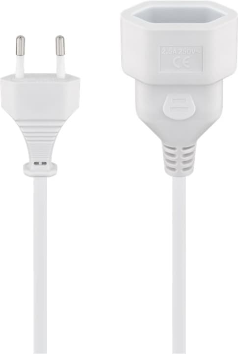 Goobay Skjøteledning Europlug, 2 m, hvit Europlug (type C, CEE 7/16) &gt; Europeisk stikkontakt