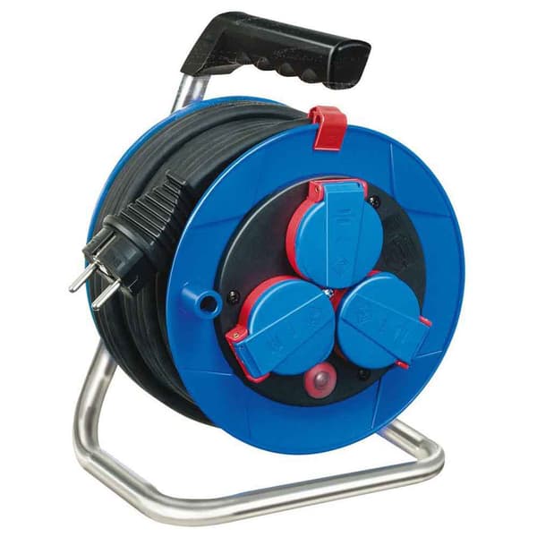 Brennenstuhl Industriel Kabelrulle 1072240007 15 M 3 Outlets Blå