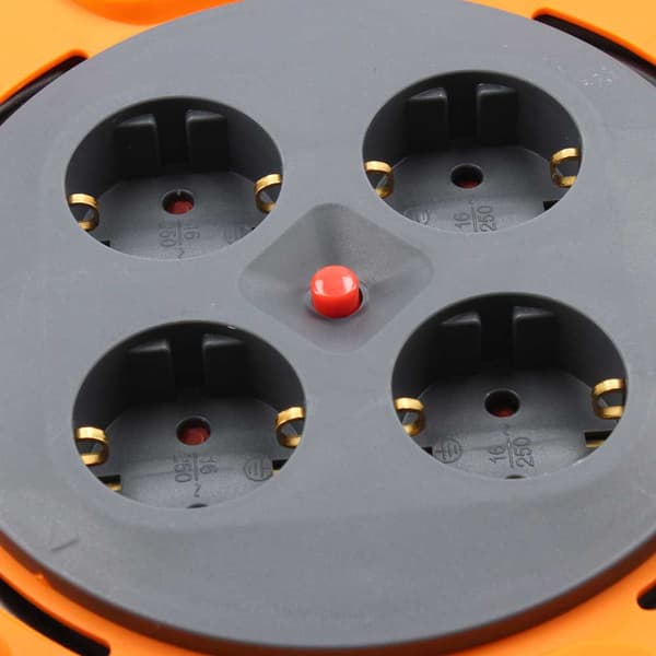 Tm Electron Kabelrulle Tmuad225 4 Uttag 25 M Guld
