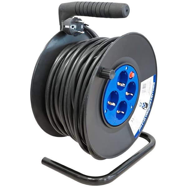 Hepoluz Kabelrulle H05vv-f 25m 3x1.5 Mm 25 M 4 Outlets Med Kredsløb Afbryder Søvfarvet
