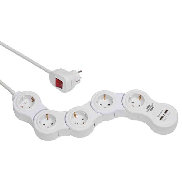 Brennenstuhl Strøms Strimmel Vario-power 5 Outlets Med Kontakt Transparent