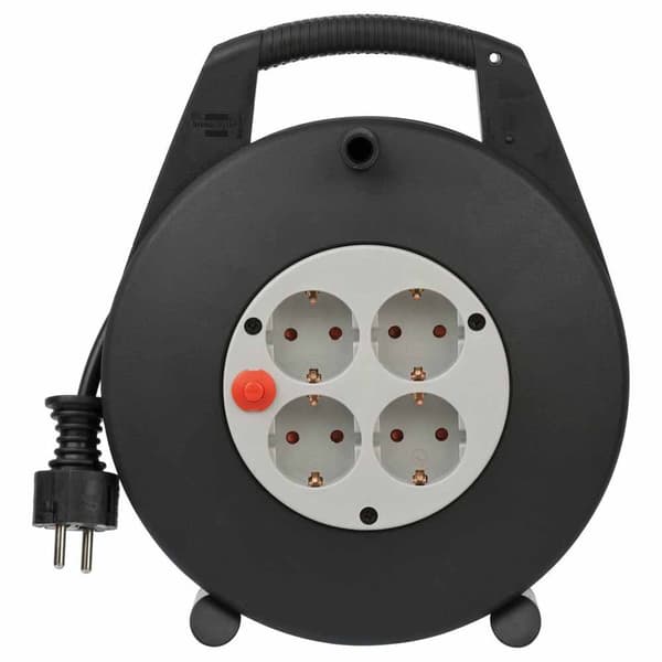 Brennenstuhl Kabelrulle 1093200 10 M 4 Outlets Med Kredsløb Afbryder Sort