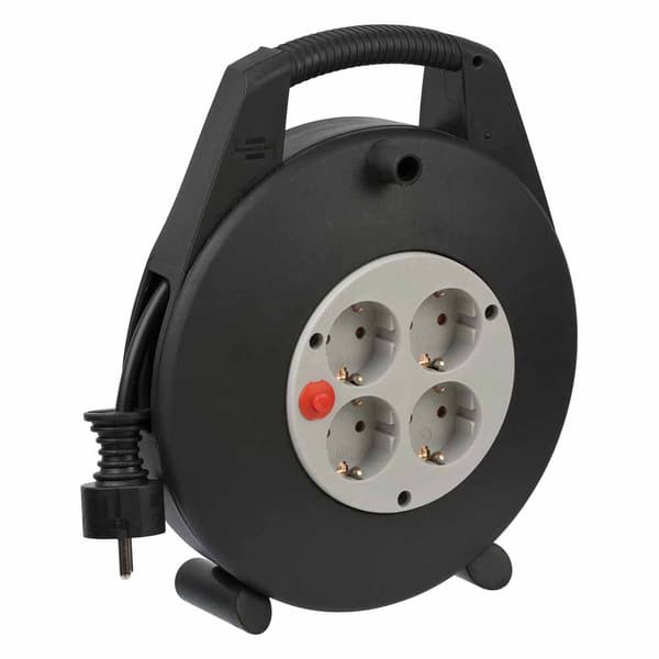 Brennenstuhl Kabelrulle 1093200 10 M 4 Outlets Med Kredsløb Afbryder Sort