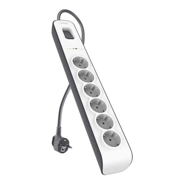 Belkin Bsv603vf2m Surge Strip Protection Socket 6 Slots Hvid