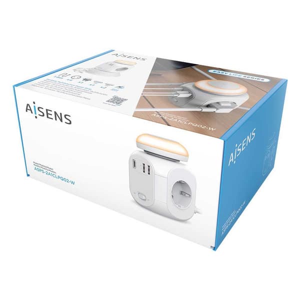Aisens Multifunktion Firkantet Power Strip Outlets 4 Transparent