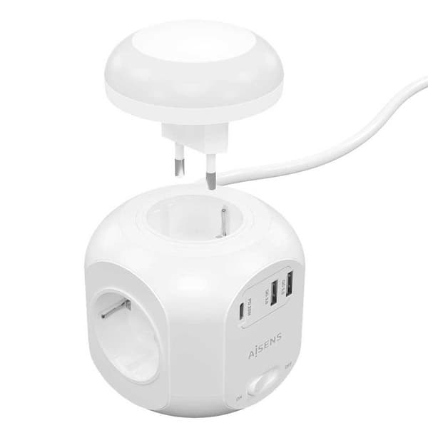 Aisens Multifunktion Firkantet Power Strip Outlets 4 Transparent