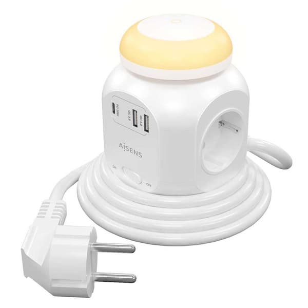 Aisens Monitoiminen Neliönmuotoinen Power Strip Pistorasiat 4 Kirkas