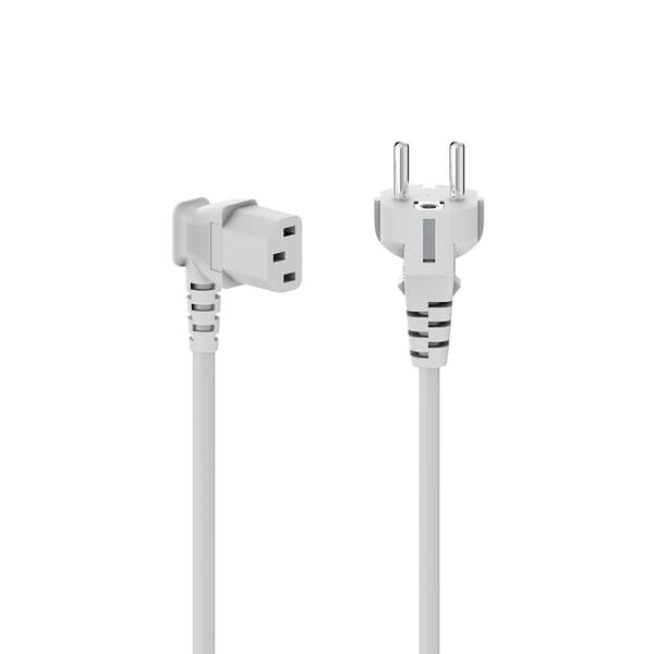 Hama Strømkabel vinklet 3-benet, hvid 5.0m