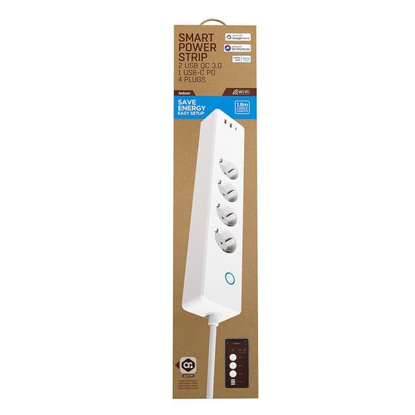 Muvit Io Strøms Strimmel Smart 2 Usb Qc 3.0 18w + 1 Usb-c Pd 20w + 4 Plug