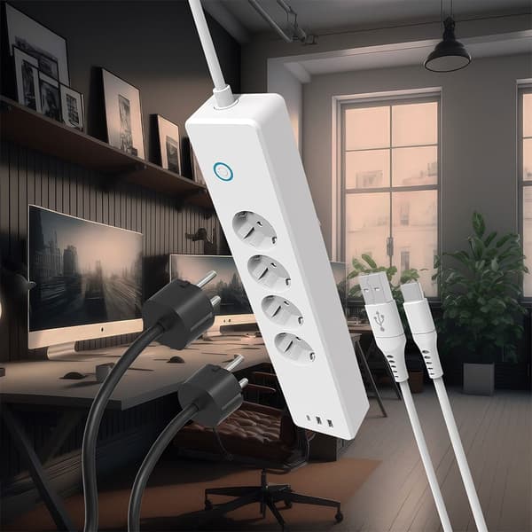 Muvit Io Strøms Strimmel Smart 2 Usb Qc 3.0 18w + 1 Usb-c Pd 20w + 4 Plug