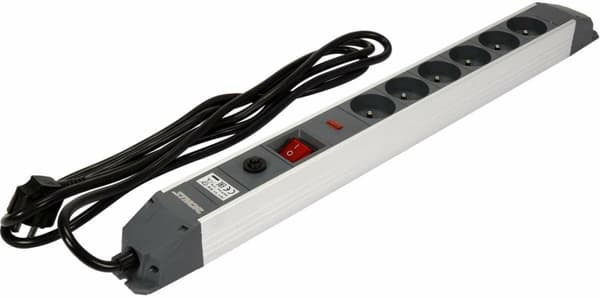 STHOR FORLÆNGERLEDNING / OVERBELASTNINGSSTRIP 6-STIKKET 3,0 m ALUMINIUM