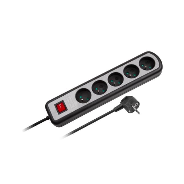 Rebel strømskinne med 5 stikkontakter med kontakt, 1,5 m (1,5 mm)