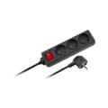 Miniatyrbillede 1 af 8: Sort Rebel forlængerkabel med kontakt, 3 stikkontakter - 5m (1,5mm)