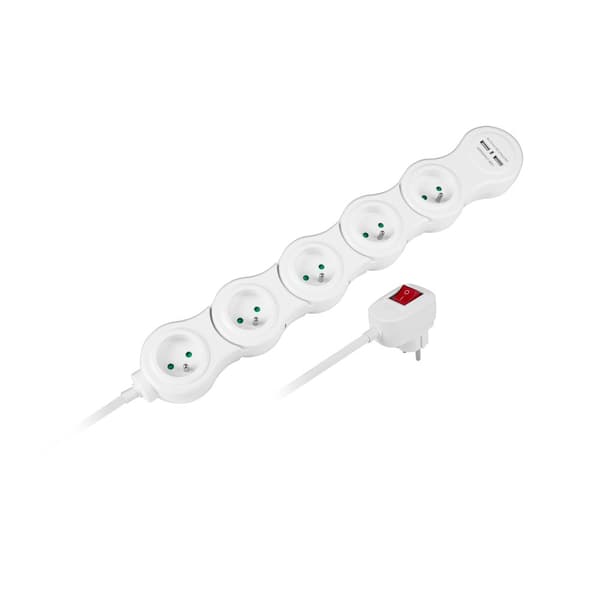 Rebel strömförlängningssladd (orm), 5 uttag, 1,5 m kabel