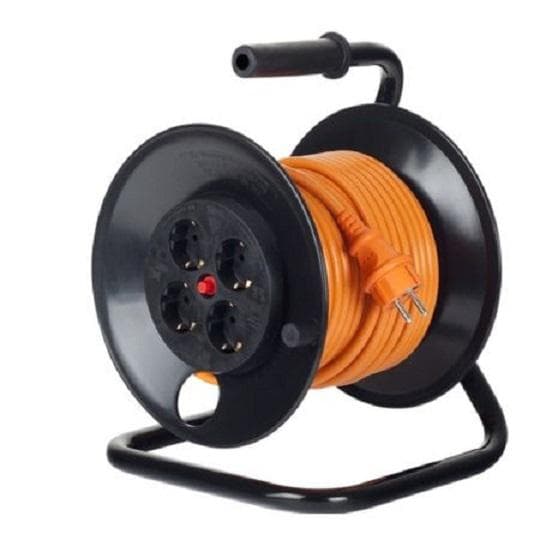 PRELUNGITOR Bachmann, Schuko x 4, conectare prin Schuko (T), cablu 25 m, protectie supratensiune | protectie termica, negru | portocaliu, "392.225" (t