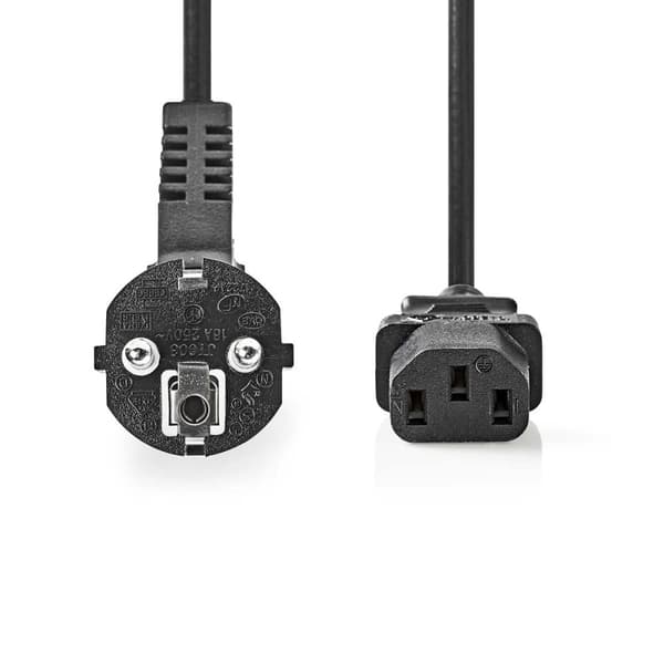 Nedis Sähköjohto | Suko Uros | IEC-320-C13 | Kulma | Suora | Niklattu | 5.00 m | Pyöreä | PVC | Musta | Label