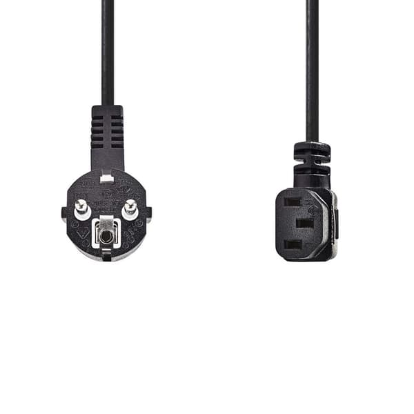Nedis Strömkabel | Strömkontakt Hane | IEC-320-C13 | Vinklat | Vinklat | Nickelplaterad | 2.00 m | Rund | PVC | Svart | Label
