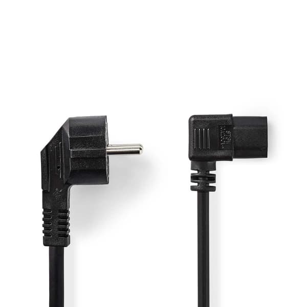Nedis Strömkabel | Strömkontakt Hane | IEC-320-C13 | Vinklat | Vinklat | Nickelplaterad | 2.00 m | Rund | PVC | Svart | Label