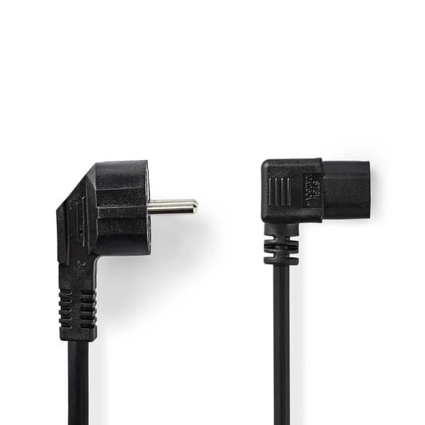 Nedis Strömkabel | Strömkontakt Hane | IEC-320-C13 | Vinklat | Vinklat | Nickelplaterad | 2.00 m | Rund | PVC | Svart | Label