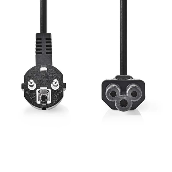 Nedis Sähköjohto | Suko Uros | IEC-320-C5 | Kulma | Suora | Niklattu | 2.00 m | Pyöreä | PVC | Musta | Label