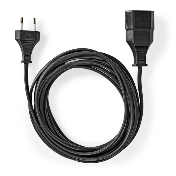 Nedis Sähköjohto | Euro Uros | Euro Nainen | Suora | Suora | Niklattu | 2.00 m | Pyöreä | PVC | Musta | Label