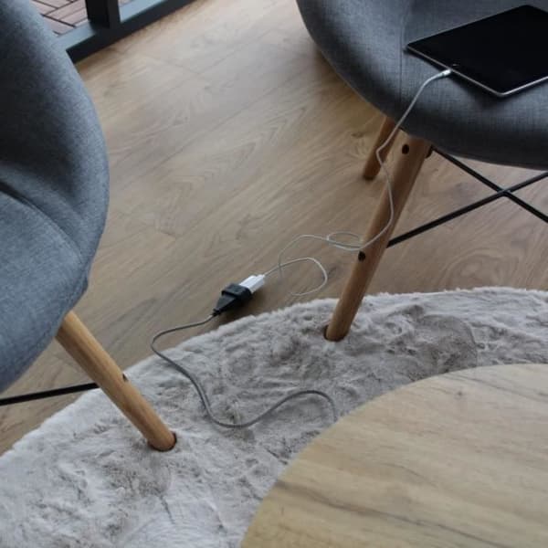 Chacon Svart/vit textilförlängningssladd 6A - 1,5m-Svart kontakt