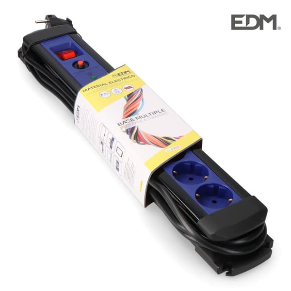 Edm Strømskinne Med Afbryder 6 Stikkontakter 3 M 16a Sort One Size / EU Plug