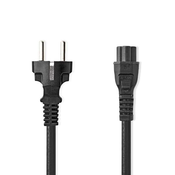 Nedis Strömkabel | Strömkontakt Hane | IEC-320-C5 | Rak | Rak | Nickelplaterad | 3.00 m | Rund | PVC | Svart | Label