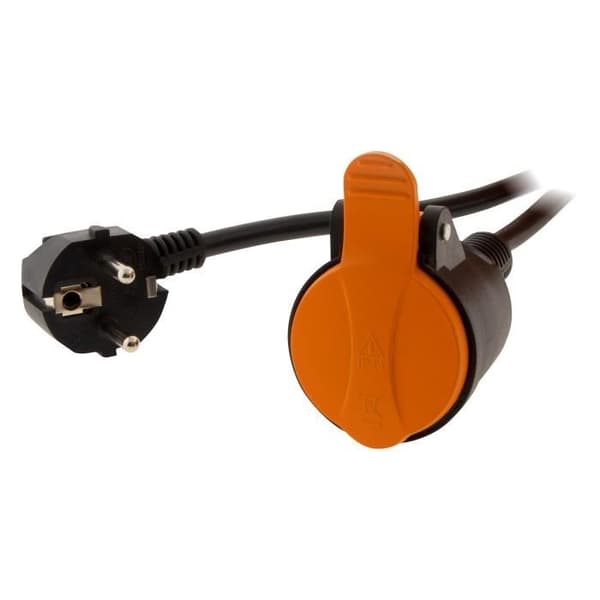 Förlängning 2P+E IP44 H07RN-F 3x1,5mm² 10m med orange fästklämma
