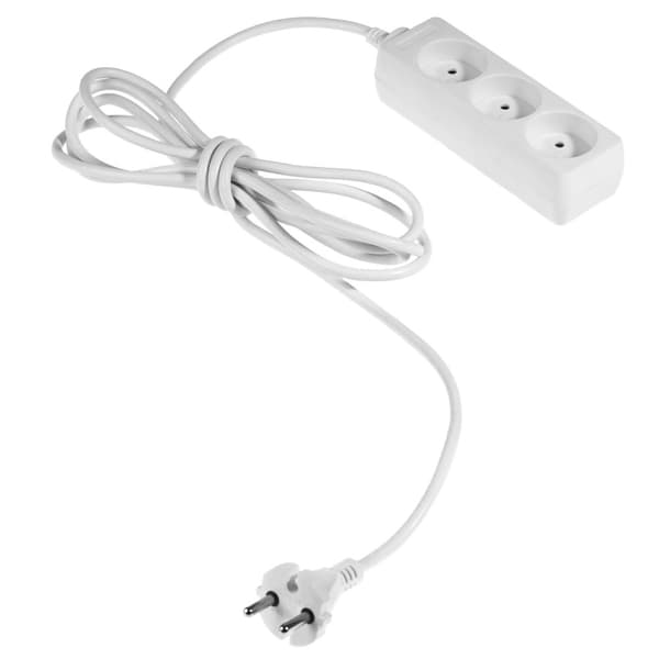 AWTOOLS HOME FORLENGINGSKABEL HVID UDEN JORDING 3 - STIKkontakter 3,0 m