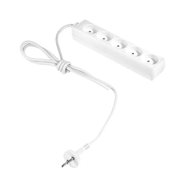 AWTOOLS HOME FORLENGINGSKABEL HVID UDEN JORDING 5 - STIKkontakter 3,0 m