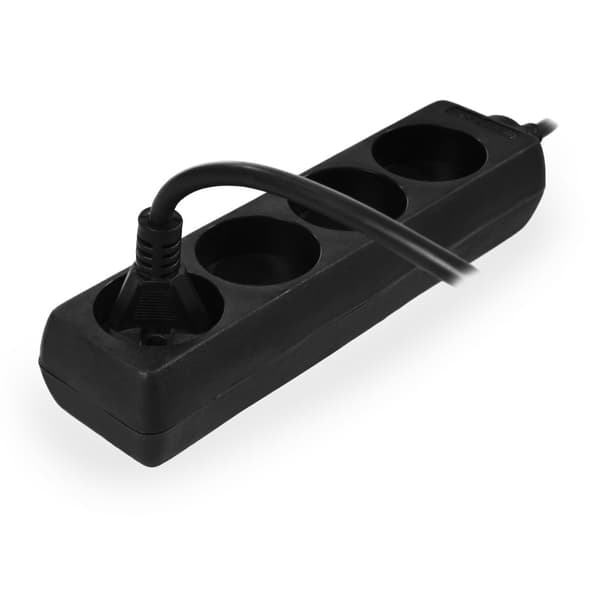 AWTOOLS HOME FORLENGINGSKABEL SORT UDEN JORDING 4 - STIKkontakter 5,0 m