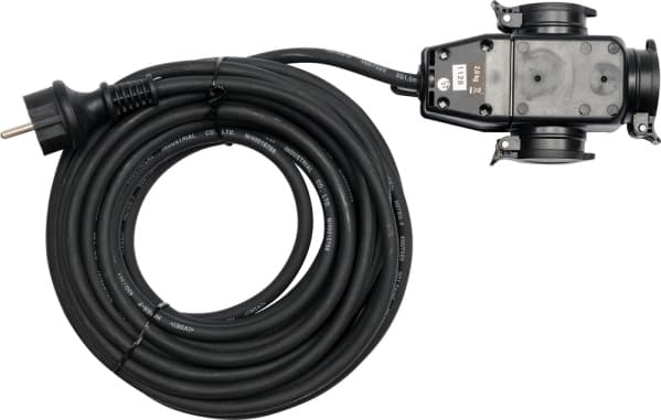YATO FÖRLÄNGNINGSKABEL MED SPLITTER 10m 3x1,5mm2 IP44 16A H07RN-F 8116